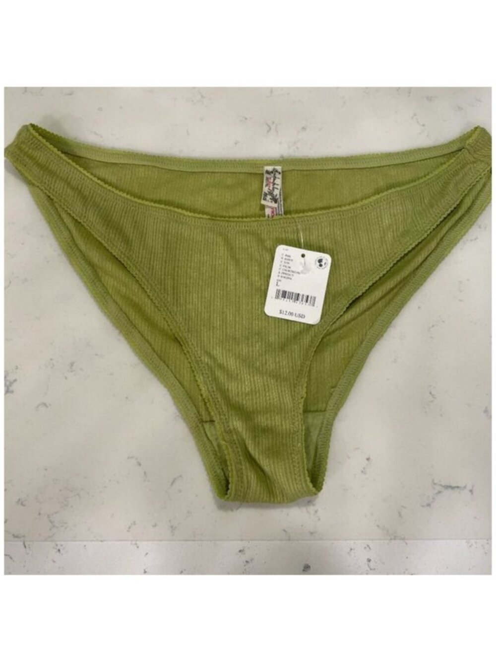 Free People Intimately Light Green Textured Pointelle Bikini Undies L NWT